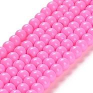 Painted Glass Bead Strands, Baking Paint, Round, Hot Pink, 6mm, Hole: 1.3~1.6mm, about 133pcs/strand, 31.4 inch(DGLA-S071-6mm-B8)
