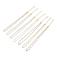 304 Stainless Steel Link Chain Necklaces, with Enamel and Lobster Claw Clasps, Golden, Mixed Color, 15.75 inch(40cm)(NJEW-JN03084)