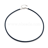 Braided Round Imitation Leather Bracelets Making, with Stainless Steel Color Tone Stainless Steel Lobster Claw Clasps, Prussian Blue, 17-1/8 inch(43.6cm)(BJEW-H610-01P-14)