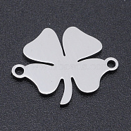 201 Stainless Steel Links connectors, Clovers, Stainless Steel Color, 18x14x1mm, Hole: 1.4mm(STAS-N090-JN825-1)