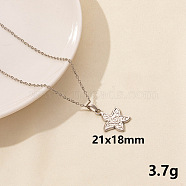 304 Stainless Steel Starfish Pendant Necklaces, Cable Chain Necklaces for Women(JQ3185-7)