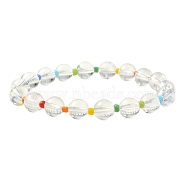 Natural Quartz Crystal & Seed Beaded Stretch Bracelets, Mixed Color, Inner Diameter: 2-1/8 inch(5.3cm)(BJEW-TA00341)