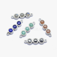 Natural Gemstone Links connectors, with Brass Findings, Platinum, 24x6x3.5~4mm, Hole: 1mm(G-I196-24P)