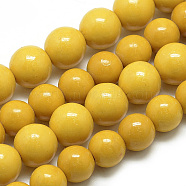 Synthetic Ocean White Jade Beads Strands, Dyed, Round, Gold, 8~9mm, Hole: 1mm, about 48pcs/strand, 16.3 inch(G-S254-8mm-B04)