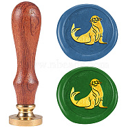 Wax Seal Stamp Set, Sealing Wax Stamp Solid Brass Heads with Wood Handles, for Envelopes Invitations, Gift Card, Sea Lion, 83x22mm, Stamps: 25x14.5mm(AJEW-WH0208-1527)