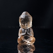 Natural Smoky Quartz Sculpture Display Decorations, for Home Office Desk, Buddha, 14x26mm(G-PW0004-63B)
