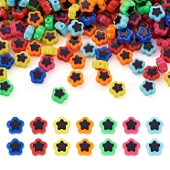 Pandahall 420Pcs 7 Colors Plating Opaque Acrylic Beads, Metal Enlaced, Star, Mixed Color, 9.5x10x5mm, Hole: 1.6mm, about 60pcs/color(OACR-TA0001-14)