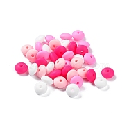 Rondelle Food Grade Eco-Friendly Silicone Focal Beads, Chewing Beads For Teethers, DIY Nursing Necklaces Making, Hot Pink, 11.5x7mm, Hole: 2.5mm, 4 colors, 10pcs/color, 40pcs/bag(SIL-F003-07D)