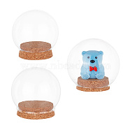 3 Sets 3 Style Glass Dome Cover, Decorative Display Case, Cloche Bell Jar Terrarium with Cork Base, Round, Clear, 80~100x76~102mm, 1set/size(AJEW-NB0003-93)