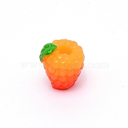 Resin Beads, Imitation Food, No Hole, Raspberry, Orange Red, 18x14x15.5mm(RESI-CJC0002-05)