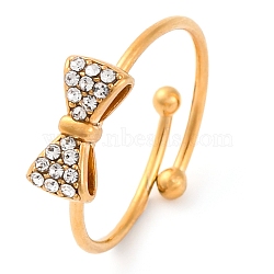 Ion Plating(IP) 304 Stainless Steel Finger Rings, with Rhinestone, Golden, Inner Diameter: 18mm(RJEW-H239-02G)