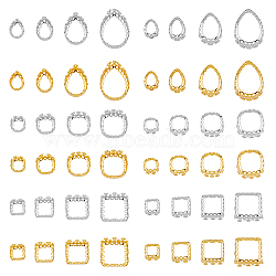 48Pcs 24 Style Brass Sew on Prong Settings, Filigree Open Back Claw Settings for Pointed Back Rhinestone, Mixed Shapes, Platinum & Golden, Tray: 6.5~18mm, 8~20x8~14.5x4.5~6.5mm, Hole: 0.8mm, 2pcs/style(KK-FH0006-93)