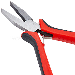 1Pc Carbon Steel Jewelry Pliers for Jewelry Making Supplies, Flat Nose Pliers, Polishing, Red, 127mm(AJEW-SC0001-42)