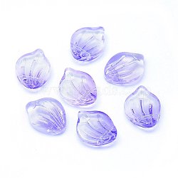 Transparent Glass Charms, Shell Shaped Petal, Two Tone, Lilac, 15x12x4mm, Hole: 1mm(X1-GLAA-H016-01A-2)