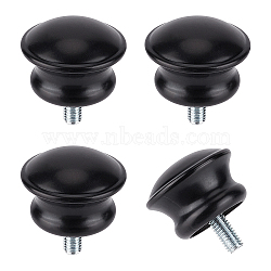 Plastic Round Curtain Rod Finials, Screws Curtain Rods, Black, 27x26.5mm, pin: 5mm(FIND-WH0097-11D)