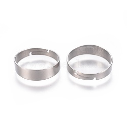304 Stainless Steel Finger Ring Settings, Adjustable Ring, Stainless Steel Color, Size 7, 17mm(X-STAS-E474-05P)