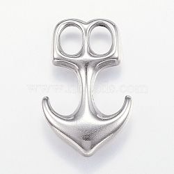 304 Stainless Steel Leather Cord Clasps, Anchor, Stainless Steel Color, 32.5x21x6mm, Hole: 5x7mm(STAS-P124-09P)