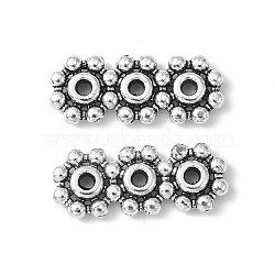 Tibetan Style Alloy Spacer Bars, Lead Free & Nickel Free & Cadmium Free, Flower, Antique Silver, about 15mm long, 6mm wide, 1.5mm thick, hole: 1mm(X-LF0072Y-NF)