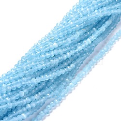 Cat Eye Beads Strands, Round, Faceted, Light Sky Blue, 3mm, Hole: 0.2mm, 14.17 inch(36cm), 122pcs/strand(CE-I005-B6)
