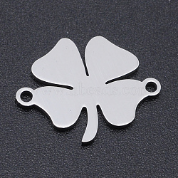 Non-Tarnish 201 Stainless Steel Links connectors, Clovers, Stainless Steel Color, 18x14x1mm, Hole: 1.4mm(STAS-N090-JN825-1)