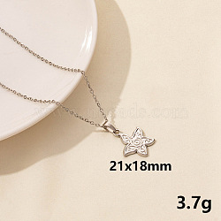 304 Stainless Steel Starfish Pendant Necklaces, Cable Chain Necklaces for Women(JQ3185-7)