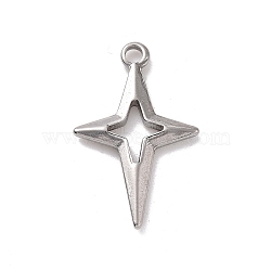 Non-Tarnish 304 Stainless Steel Pendants, Star, Stainless Steel Color, 27.5x17x2.5mm, Hole: 2.2mm(X-STAS-E169-17P)