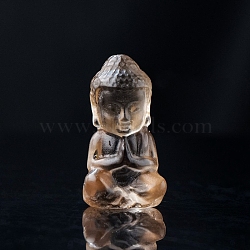 Natural Smoky Quartz Sculpture Display Decorations, for Home Office Desk, Buddha, 14~15x27~28mm(G-PW0004-63B)