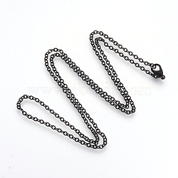 Electrophoresis Brass Cable Chains Necklaces, Black, 23.6 inch(60cm)(X-MAK-R019-01)