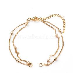 Multi-strand Brass Curb Chain Bracelet Makings, with 304 Stainless Steel Chain Extender, Golden, 6-1/2 inch(16.5cm)(AJEW-JB00981)