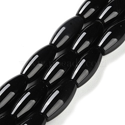 Natural Black Onyx Agate Beads Strands, Dyed & Heated, Rice, 23.5~25.5x11mm, Hole: 2mm, about 16pcs/strand, 15.47''(39.3cm)(G-NH0019-C05-14)