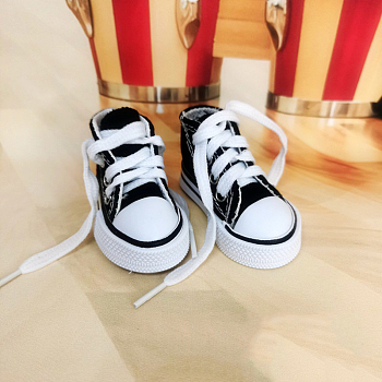 Cloth Doll Canvas Shoes, Sneaker for BJD Dolls Accessories, Black, 55x29x40.5mm