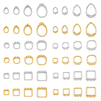 48Pcs 24 Style Brass Sew on Prong Settings, Filigree Open Back Claw Settings for Pointed Back Rhinestone, Mixed Shapes, Platinum & Golden, Tray: 6.5~18mm, 8~20x8~14.5x4.5~6.5mm, Hole: 0.8mm, 2pcs/style