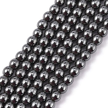 Non-Magnetic Synthetic Hematite Beads Strands, Round, 4mm, Hole: 1mm, about 102pcs/strand