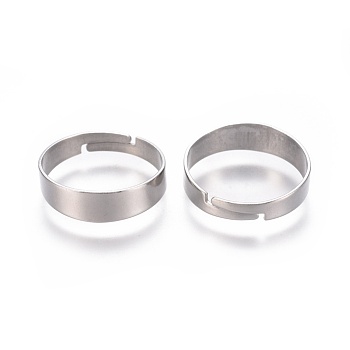 304 Stainless Steel Finger Ring Settings, Adjustable Ring, Stainless Steel Color, Size 7, 17mm