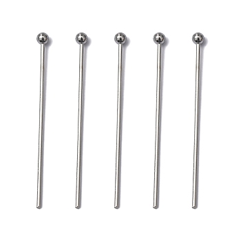 304 Stainless Steel Ball Head Pins, Stainless Steel Color, 30mm, Pin: 0.7mm, 21 Gauge, Head: 2mm