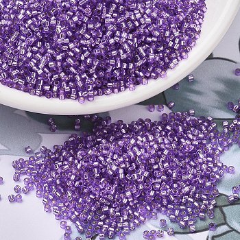 MIYUKI Delica Beads, Cylinder, Japanese Seed Beads, 11/0, (DB1343) Dyed Silver Lined Lilac, 1.3x1.6mm, Hole: 0.8mm, about 2000pcs/10g