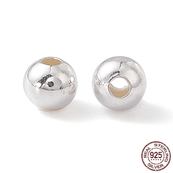 Sterling Silver Spacer Beads, Seamless Round, Silver, 3mm, Hole: 1~1.2mm