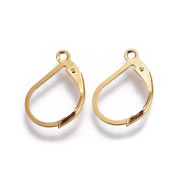 304 Stainless Steel Leverback Earring Findings, with Loop, Golden, 16x10.6x1.6mm, Hole: 1.2mm