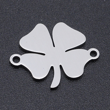 201 Stainless Steel Links connectors, Clovers, Stainless Steel Color, 18x14x1mm, Hole: 1.4mm