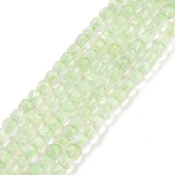 Natural Prehnite Beads Strands, Faceted, Cube, 2.5x2.5x2.5mm, Hole: 0.5mm, about 186~188pcs/strand, 15.16~15.35 inch(38.5~39cm)