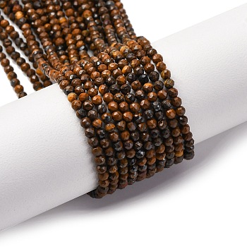 Natural Tiger Iron Beads Strands, Faceted, Round, 2.5mm, Hole: 0.5mm, about 180pcs/strand, 15.63''(39.7cm)
