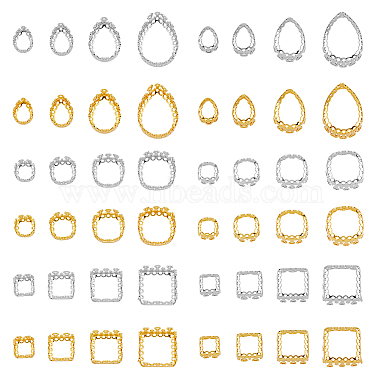 Platinum & Golden Mixed Shapes Brass Sew on Prong Settings