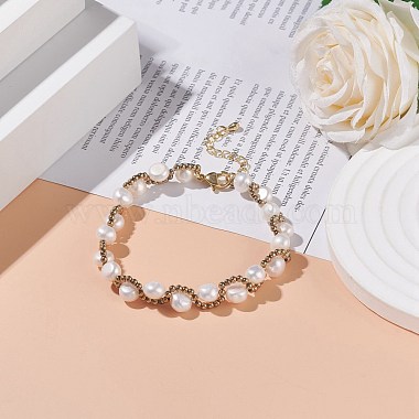 Bracelet tressé en perles naturelles et perles de verre(BJEW-JB08091-01)-2