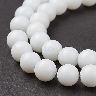 Round White Glass Beads Strands(X-GR8mm26Y)-4