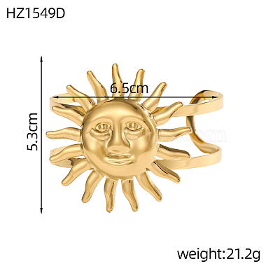 Sun Shape 304 Stainless Steel Open Cuff Bangles(STAS-OY011-44G)-2