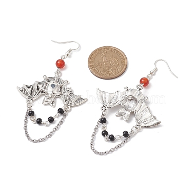 Alloy with Glass Chain Dangle Earrings(EJEW-TA00433)-3