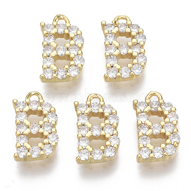 Real 18K Gold Plated Clear Alphabet Brass+Cubic Zirconia Charms