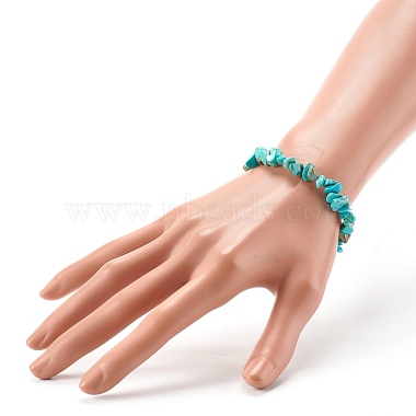Synthetic Turquoise(Dyed) Chip Bead Stretch Bracelets for Children(BJEW-JB06388-08)-3