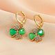 Four Leaf Clover Hoop Earrings Alloy Huggie Hoop Earrings Green Shamrock Hoop Earrings Rhinestone Hoop Earrings St Patrick's Day Ear Jewelry Gift for Women(JE1083A)-5