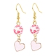 Alloy Enamel Heart with Resin Beaded Pendant Necklace Dangle Earrings(SJEW-JS01249)-6